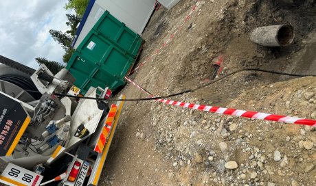 inspection video et localisation de casse de réseau sur un chantier à Morestel