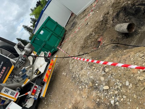 inspection video et localisation de casse de réseau sur un chantier à Morestel