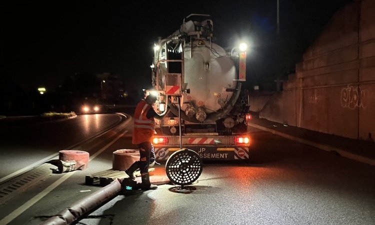 curage réseau de nuit à Genas pour travaux de gainage